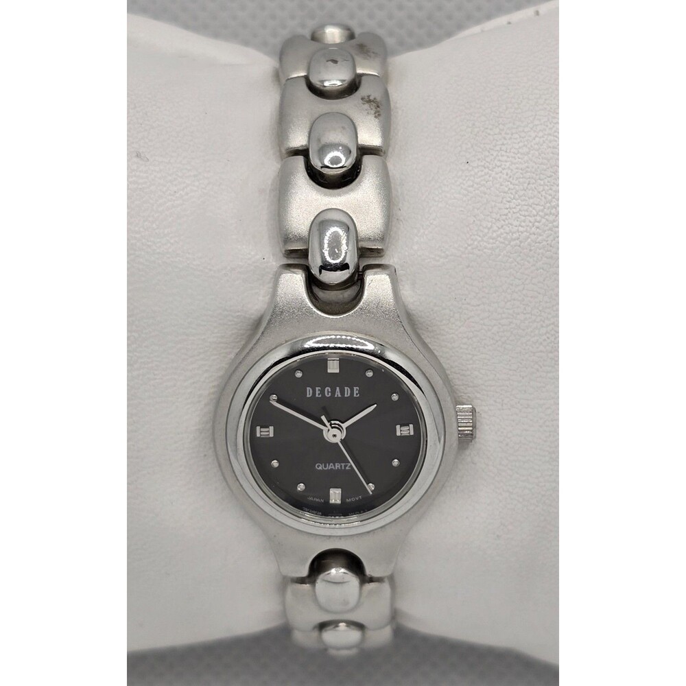 Women's Decade Round Black Dial Silver Tone Case Bracelet Band Quartz Watch 04 - Picture 4 of 9